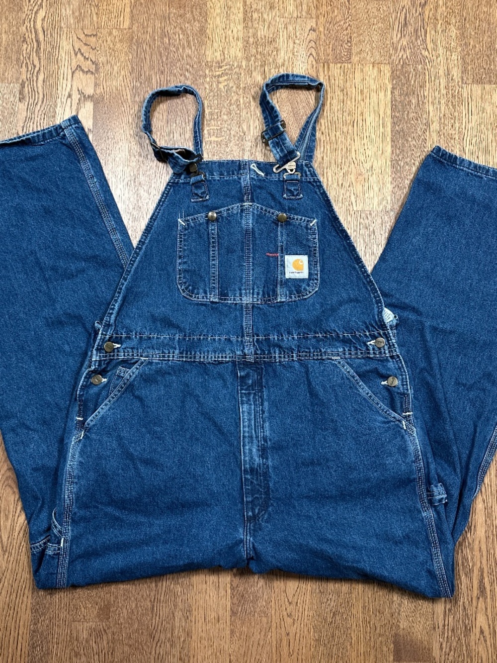 Carhartt R07 DST Denim Bib Overalls Jeans Carpenter Dungarees Mens 40